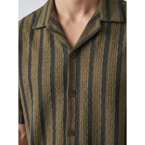 Olive Textured Cuban Shirt | Montivo Pakistan