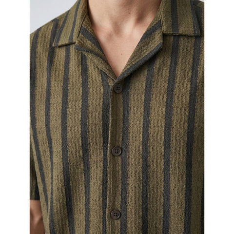 Olive Textured Cuban Shirt | Montivo Pakistan