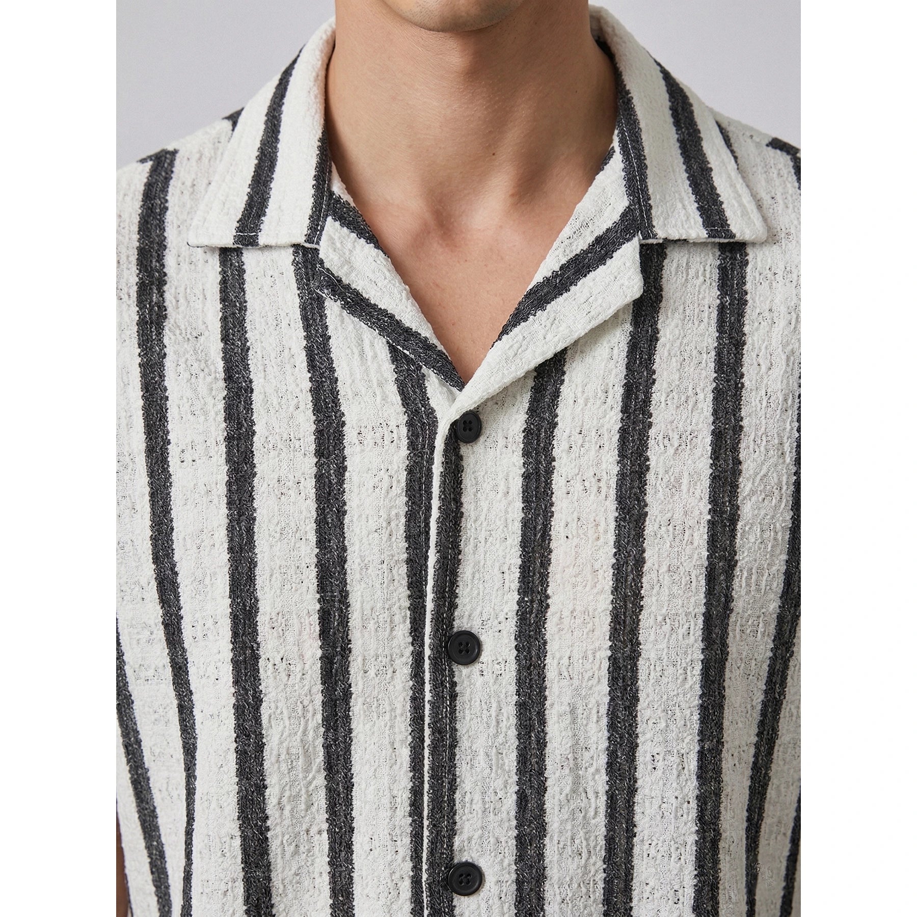 Optic White Textured Cuban Shirt | Montivo Pakistan