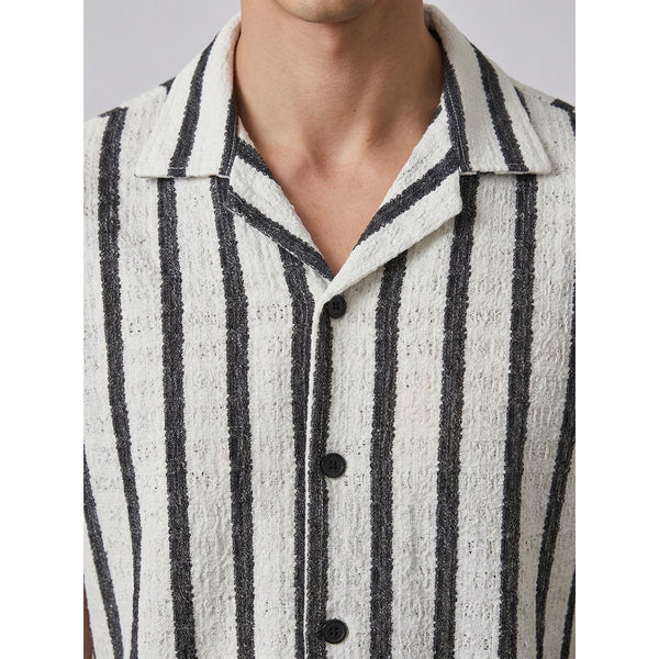 Optic White Textured Cuban Shirt | Montivo Pakistan