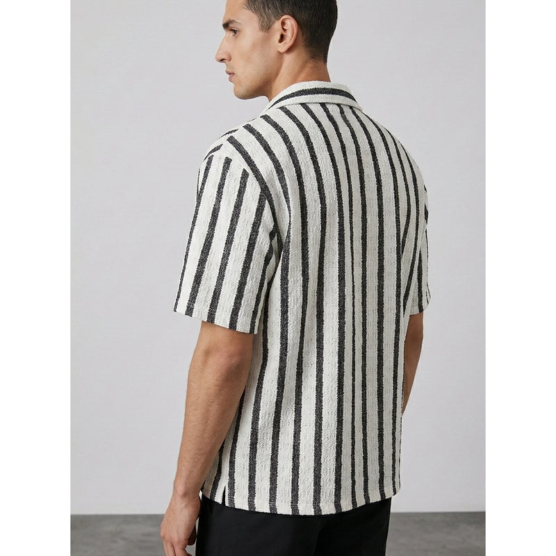 Optic White Textured Cuban Shirt | Montivo Pakistan