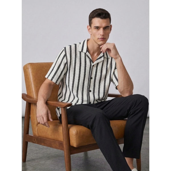 Optic White Textured Cuban Shirt | Montivo Pakistan