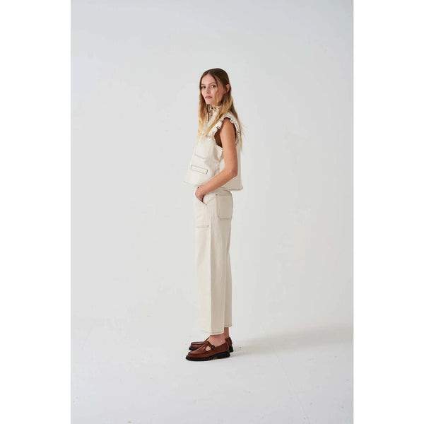 Ecru Loose Wide Leg Jeans | Montivo Pakistan