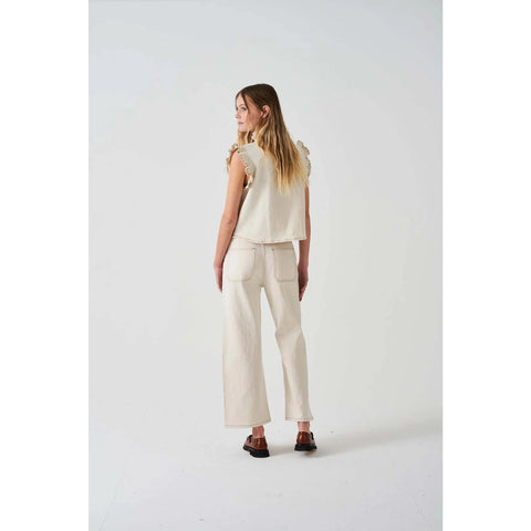 Ecru Loose Wide Leg Jeans | Montivo Pakistan