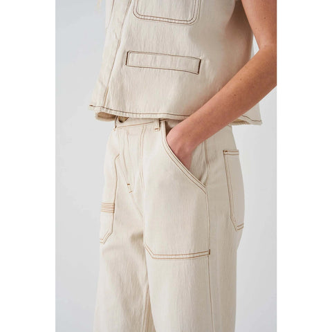 Ecru Loose Wide Leg Jeans | Montivo Pakistan