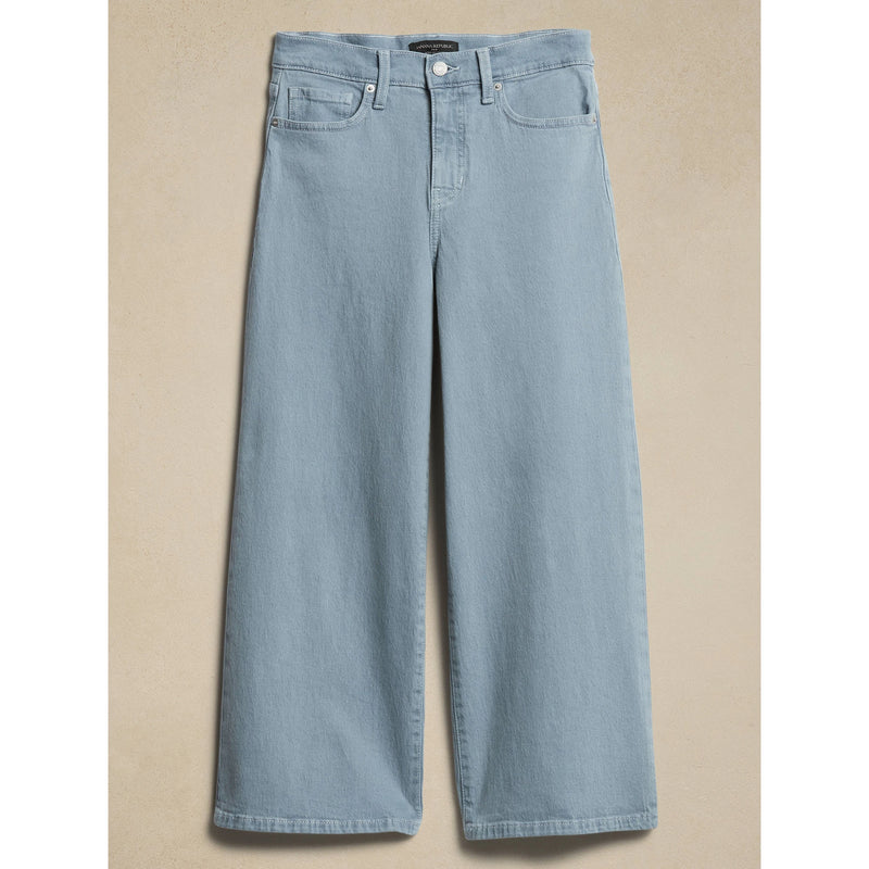 Light Blue Wide Leg Cropped Jeans | Montivo Pakistan