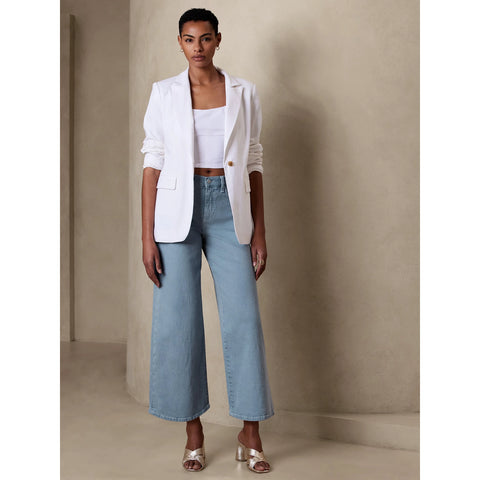 Light Blue Wide Leg Cropped Jeans | Montivo Pakistan