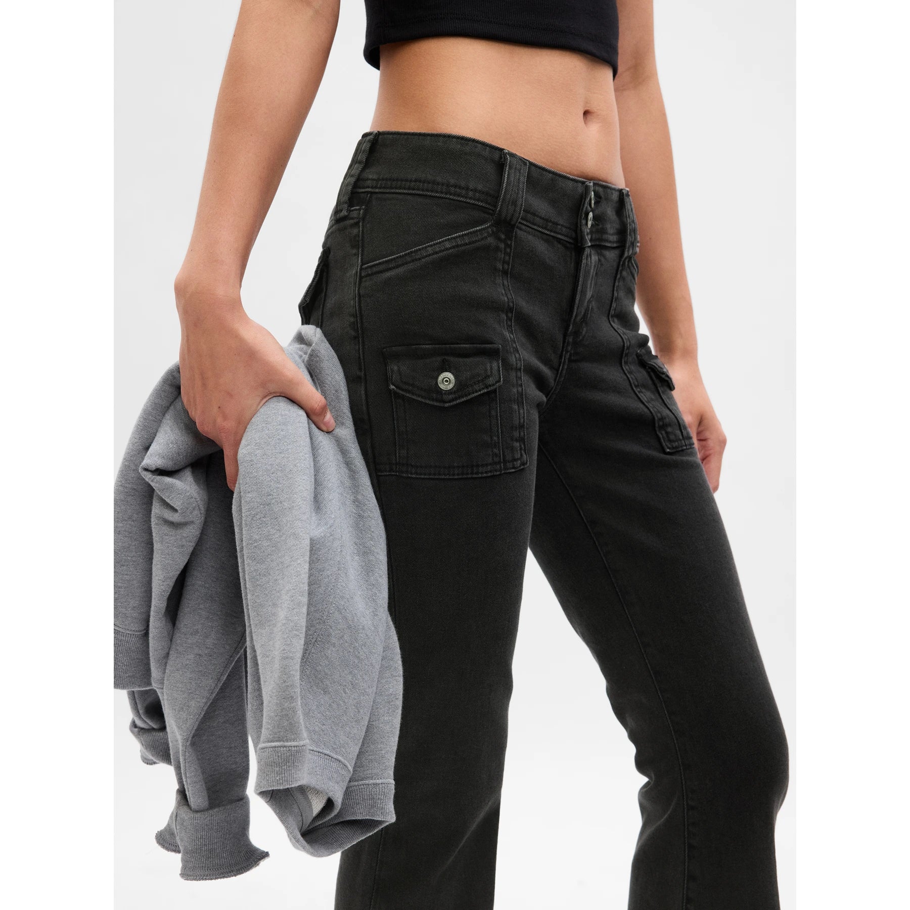 Charcoal Low Rise Flare Jeans | Montivo Pakistan