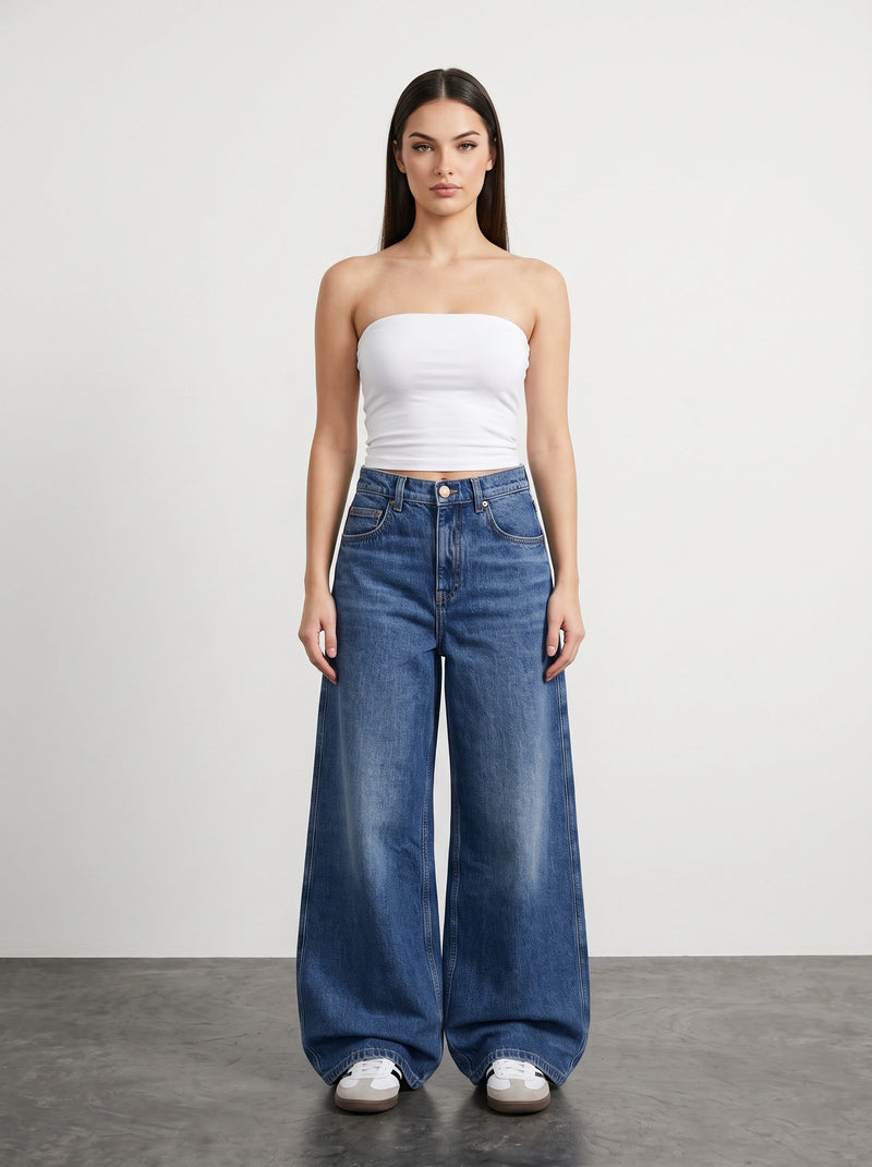 Blue Extra Wide Leg Jeans | Montivo Pakistan
