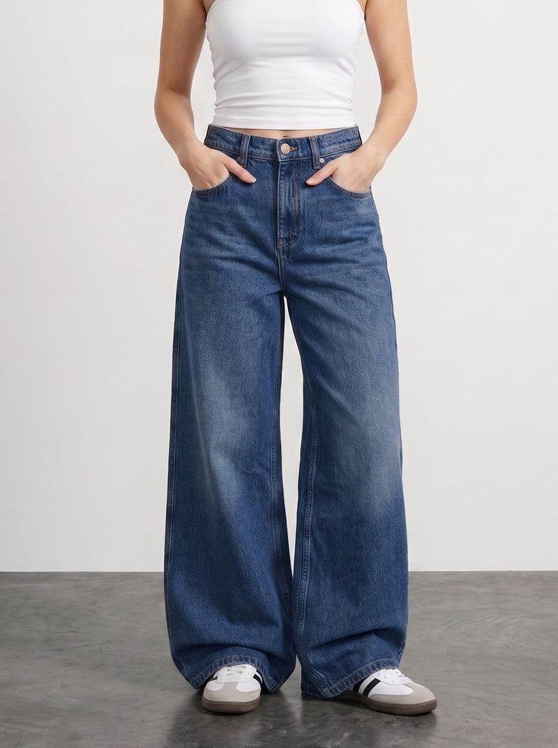 Blue Extra Wide Leg Jeans | Montivo Pakistan