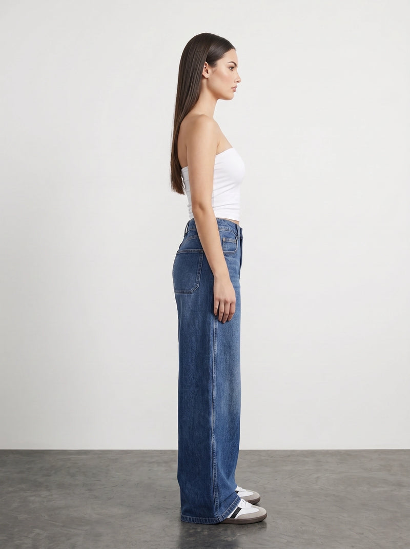 Blue Extra Wide Leg Jeans | Montivo Pakistan