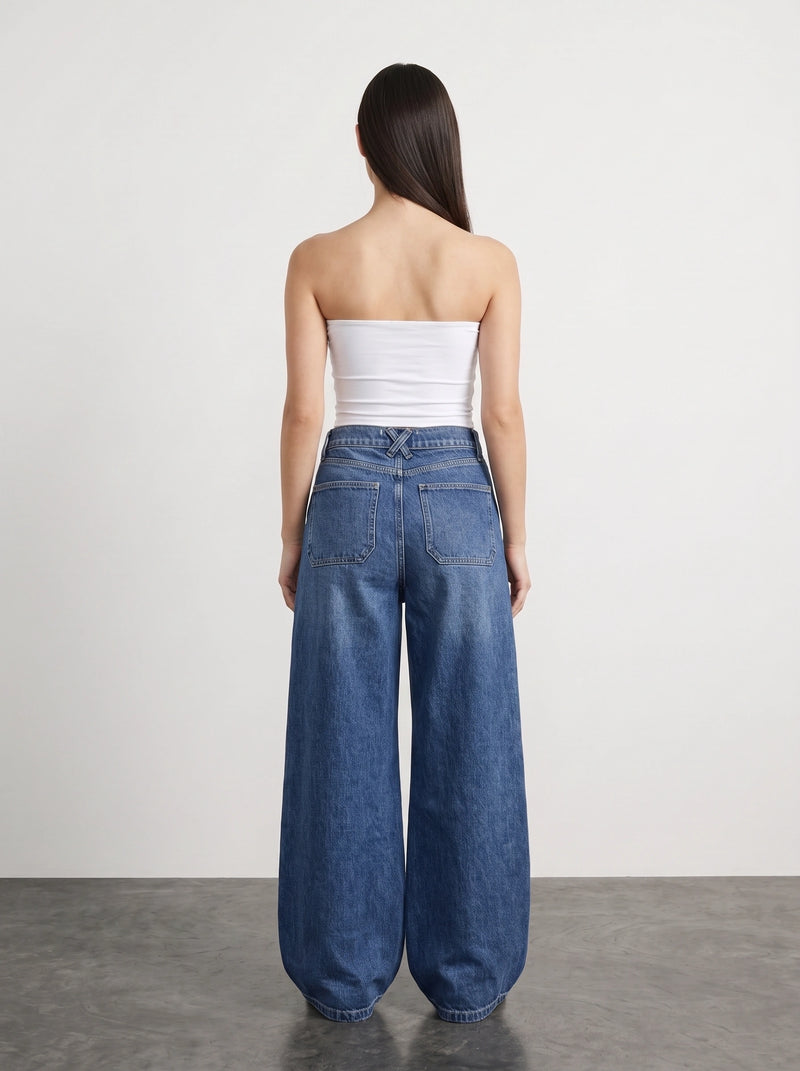Blue Extra Wide Leg Jeans | Montivo Pakistan