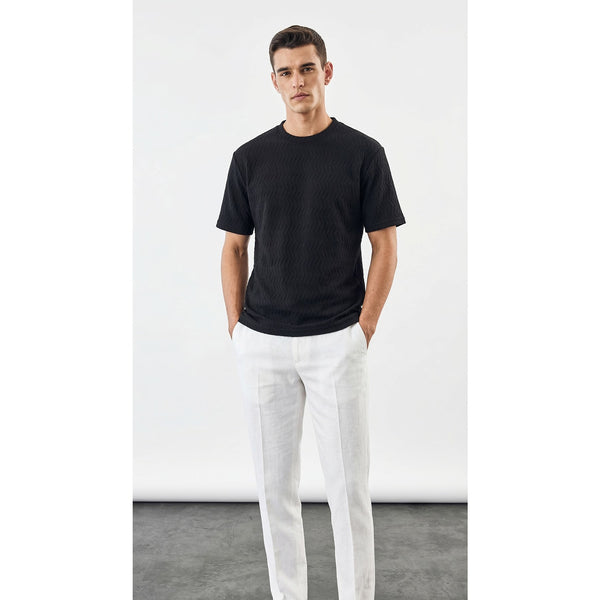 Black Textured Crew Neck Tshirt | Montivo Pakistan