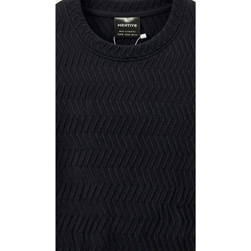 Black Textured Crew Neck Tshirt | Montivo Pakistan