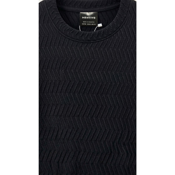 Black Textured Crew Neck Tshirt | Montivo Pakistan