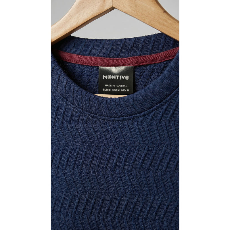 Blue Textured Crew Neck Tshirt | Montivo Pakistan