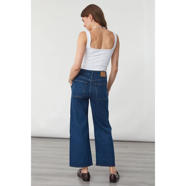 Dark Blue Cropped Wide Leg Jeans | Montivo Pakistan