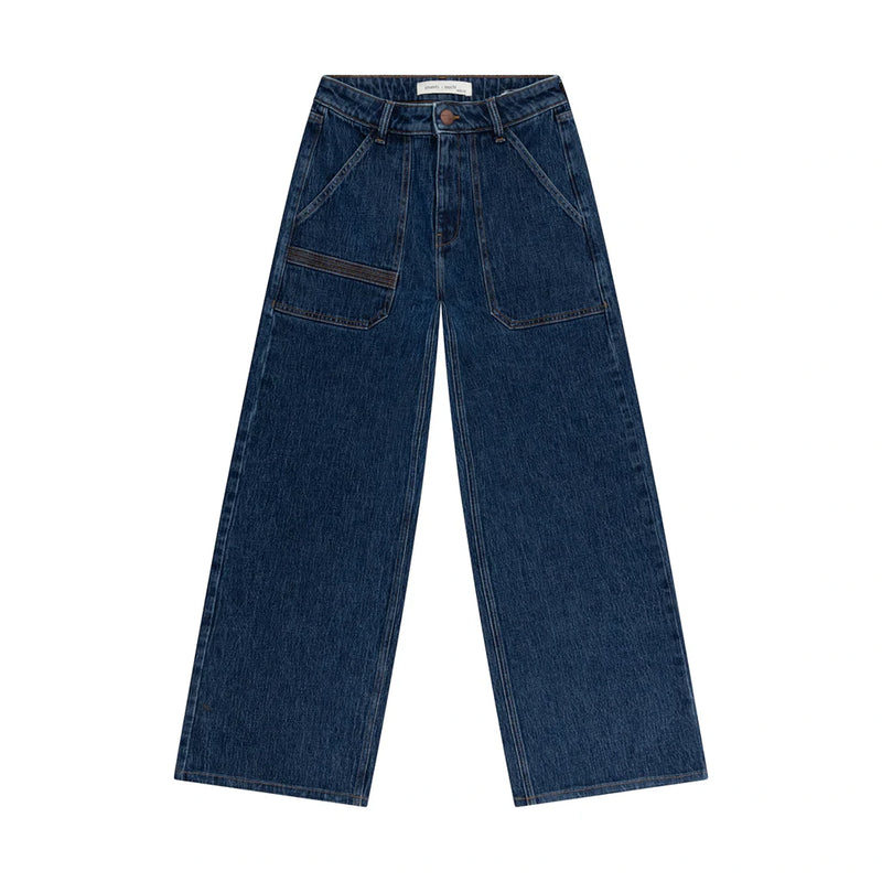 Dark Blue Cropped Wide Leg Jeans | Montivo Pakistan