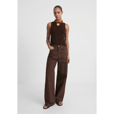 Brown Long Wide Leg Jeans | Montivo Pakistan