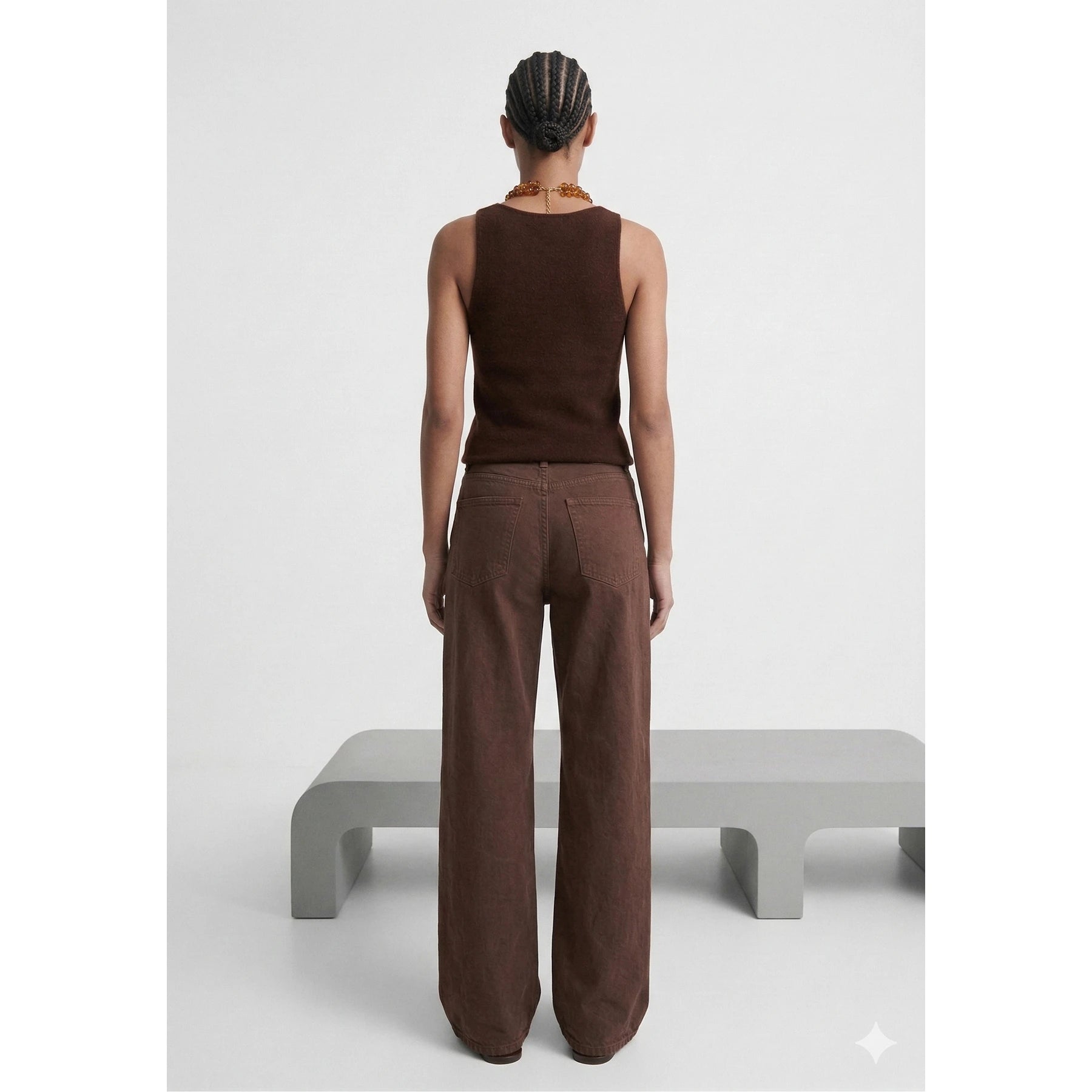Brown Long Wide Leg Jeans | Montivo Pakistan