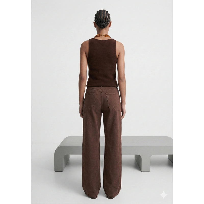 Brown Long Wide Leg Jeans | Montivo Pakistan