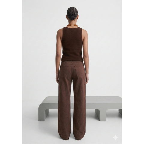Brown Long Wide Leg Jeans | Montivo Pakistan