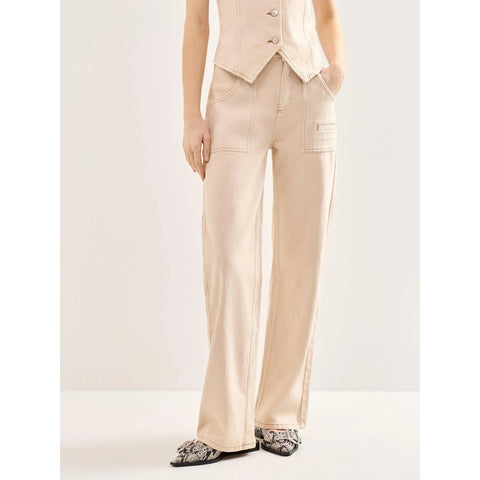 Ecru Wide Leg Jeans | Montivo Pakistan