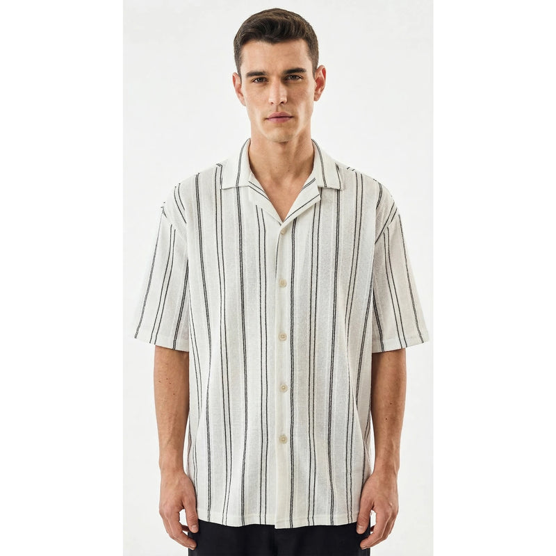 Stark Pinstripe Cuban Oversized Shirt | Montivo Pakistan