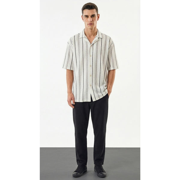 Stark Pinstripe Cuban Oversized Shirt | Montivo Pakistan