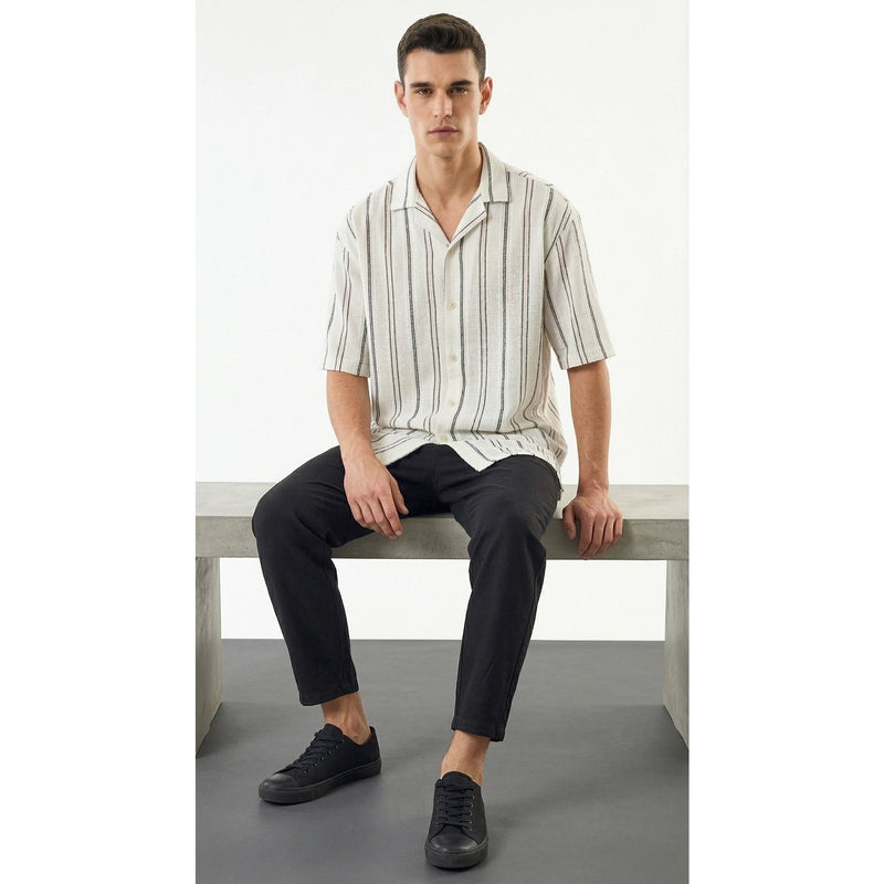 Stark Pinstripe Cuban Oversized Shirt | Montivo Pakistan