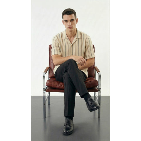Textured Wheat Stripe Cuban Oversized Shirt | Montivo Pakistan