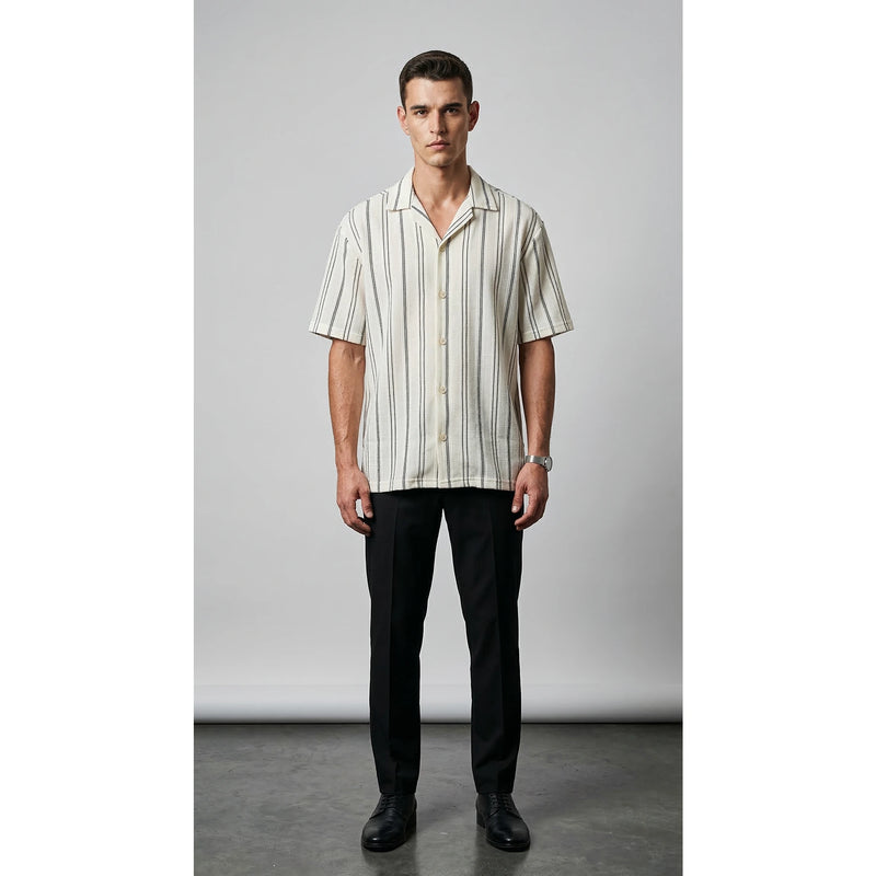 Lofted Stripe Cuban Oversized Shirt | Montivo Pakistan