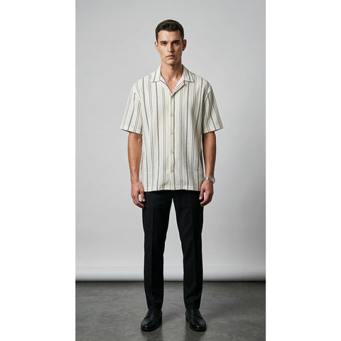 Lofted Stripe Cuban Oversized Shirt | Montivo Pakistan