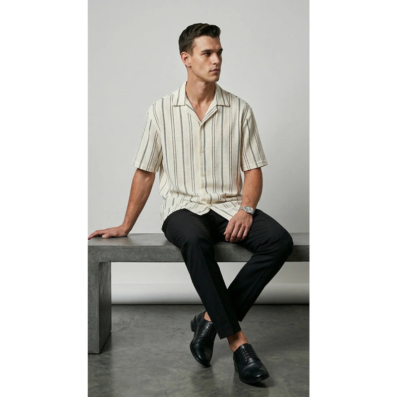 Lofted Stripe Cuban Oversized Shirt | Montivo Pakistan
