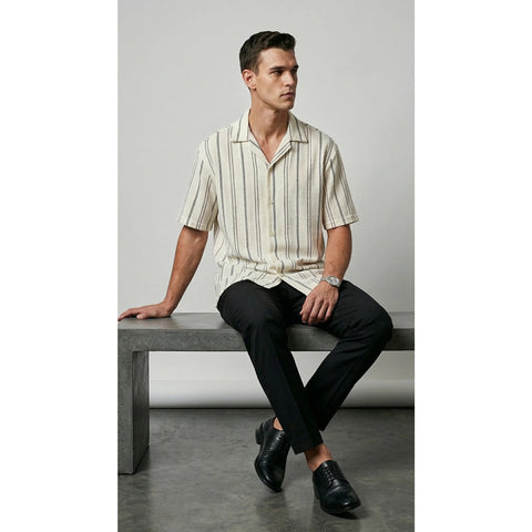 Lofted Stripe Cuban Oversized Shirt | Montivo Pakistan