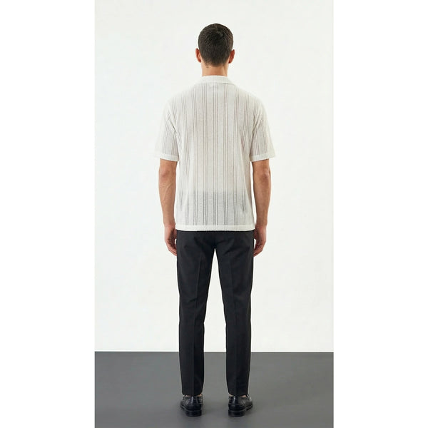 White Crochet Knit Cuban Shirt | Montivo Pakistan