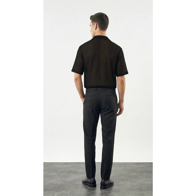 Black Crochet Knit Cuban Shirt | Montivo Pakistan