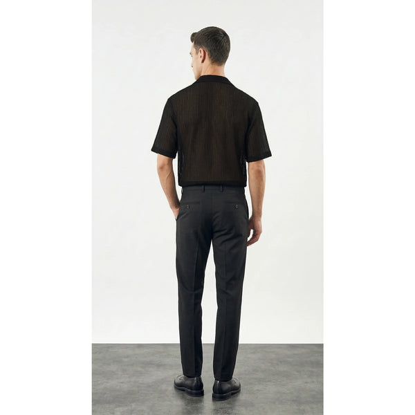 Black Crochet Knit Cuban Shirt | Montivo Pakistan