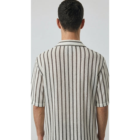 White Artisan Crochet Cuban Shirt | Montivo Pakistan