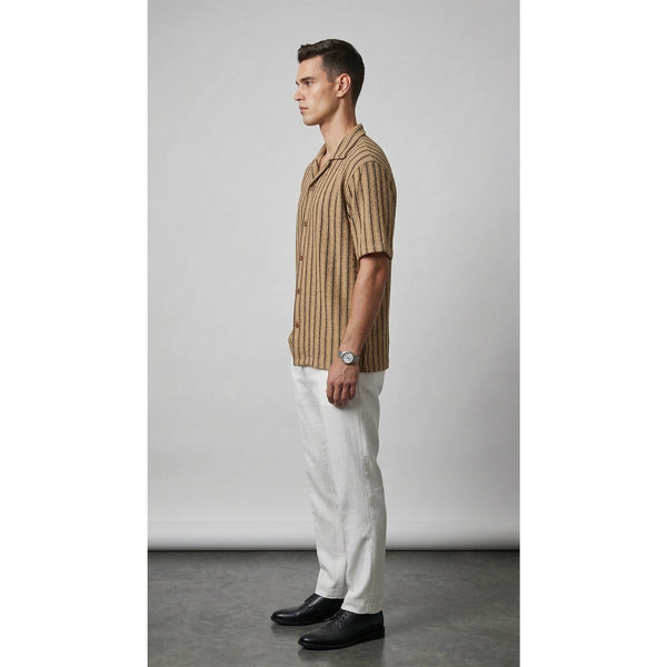 Vintage Khaki Crochet Cuban Shirt | Montivo Pakistan
