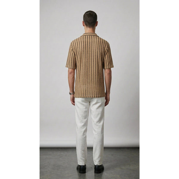 Vintage Khaki Crochet Cuban Shirt | Montivo Pakistan