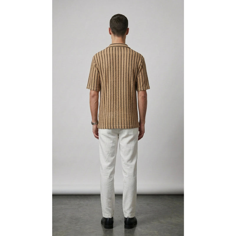 Vintage Khaki Crochet Cuban Shirt | Montivo Pakistan