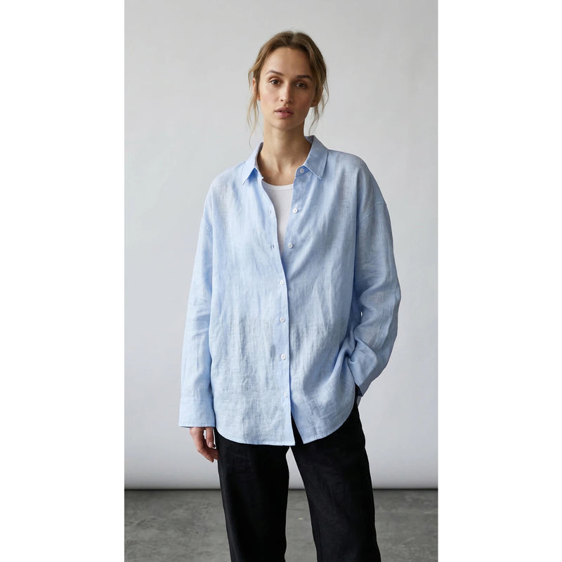Sky Blue Irish Linen Overized Shirt | Montivo Pakistan