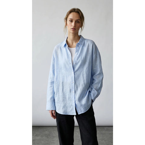 Sky Blue Irish Linen Overized Shirt | Montivo Pakistan