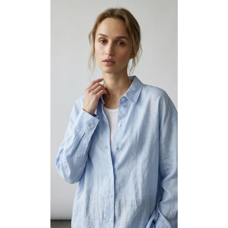 Sky Blue Irish Linen Overized Shirt | Montivo Pakistan