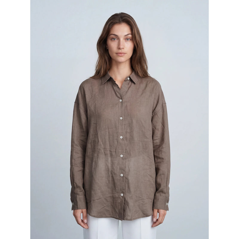 Brown Irish Linen Overized Shirt | Montivo Pakistan