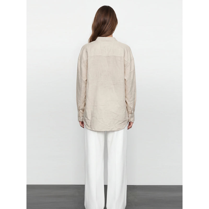 Beige Irish Linen Overized Shirt | Montivo Pakistan