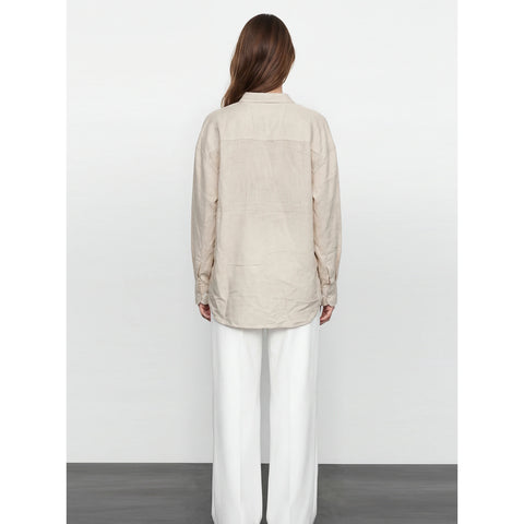 Beige Irish Linen Overized Shirt | Montivo Pakistan