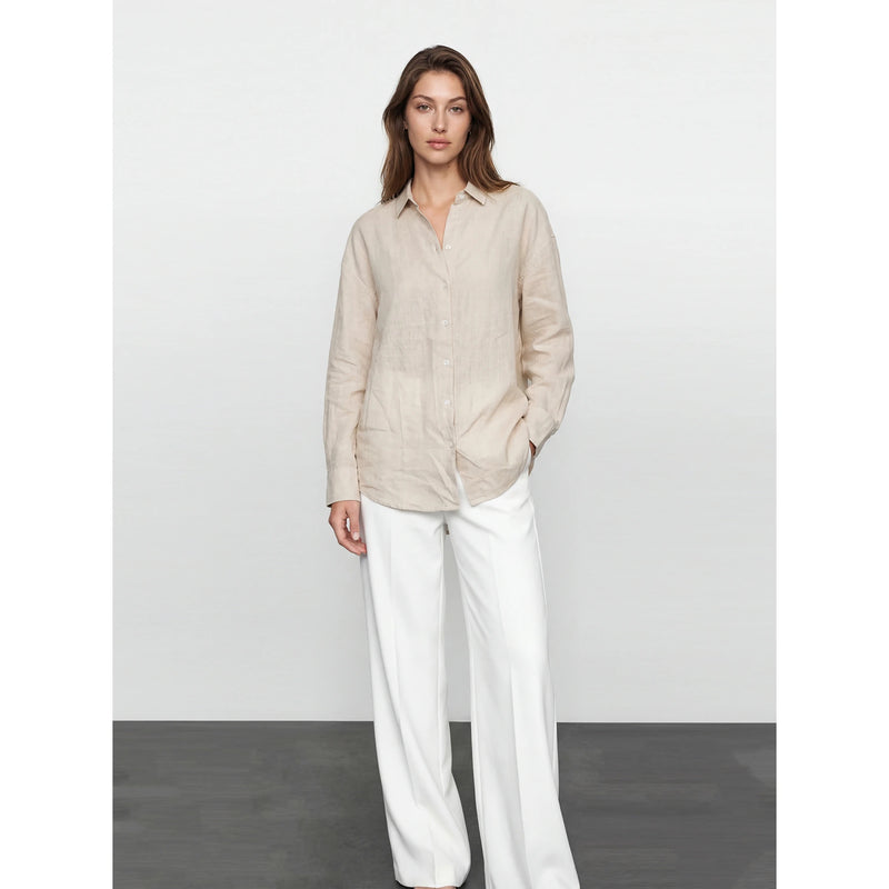 Beige Irish Linen Overized Shirt | Montivo Pakistan