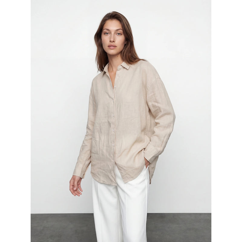Beige Irish Linen Overized Shirt | Montivo Pakistan